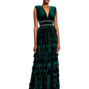 Emerald Green Velvet Flared Gown Dress (new with tags) from Bronx and Banco